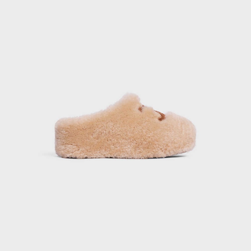 Celine FUR MULE in SHEARLING Loafers Cream | CL-592537