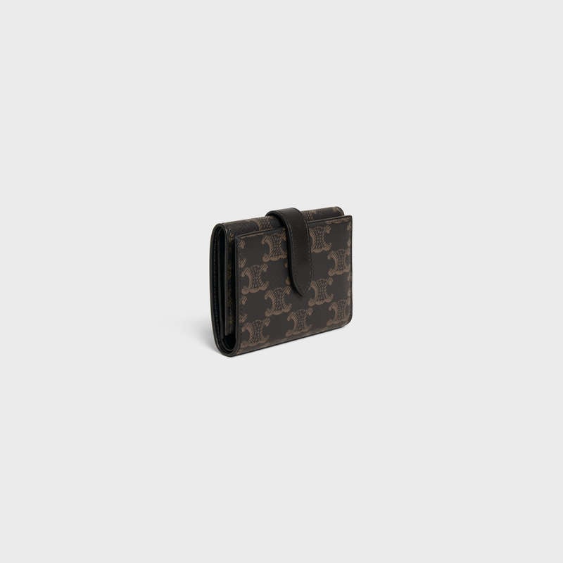 Celine Fine Strap in Triomphe Canvas and Wallets Black | CL-591794