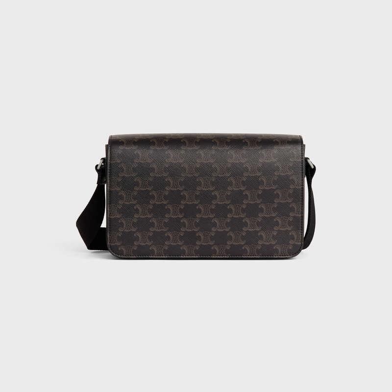 Celine Flap in TRIOMPHE CANVAS AND CALFSKIN Messenger Bags Black | CL-591854