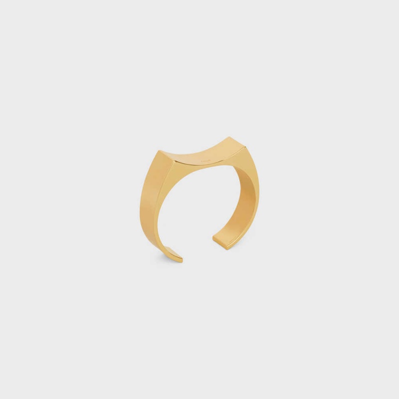 Celine Formes Abstraites Concave Cuff in Brass with Gold Finish Bracelets Gold | CL-592213