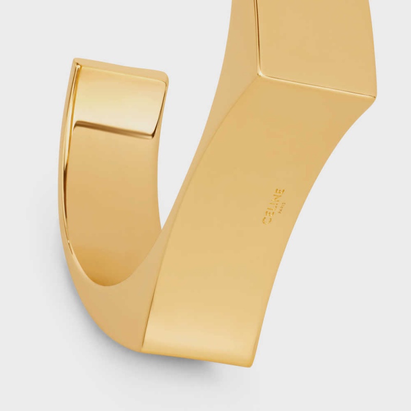 Celine Formes Abstraites Concave Cuff in Brass with Gold Finish Bracelets Gold | CL-592213