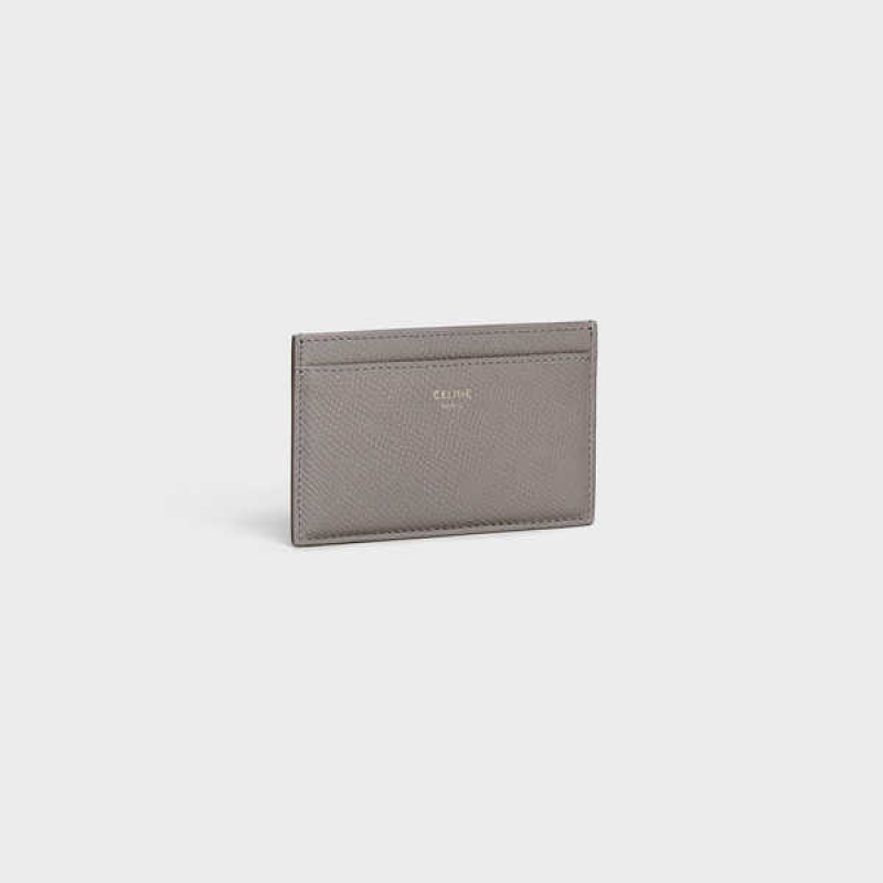 Celine Grained calfskin Card Holders Pebble | CL-592961