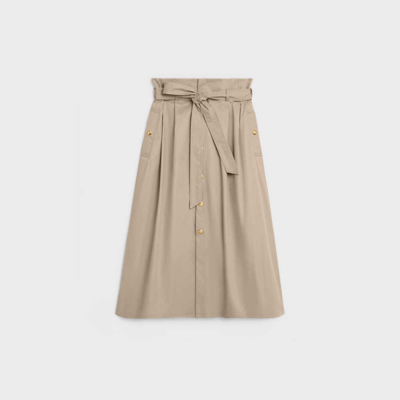 Celine HIGH-WAISTED IN LIGHTWEIGHT GABARDINE Skirts Beige | CL-592879