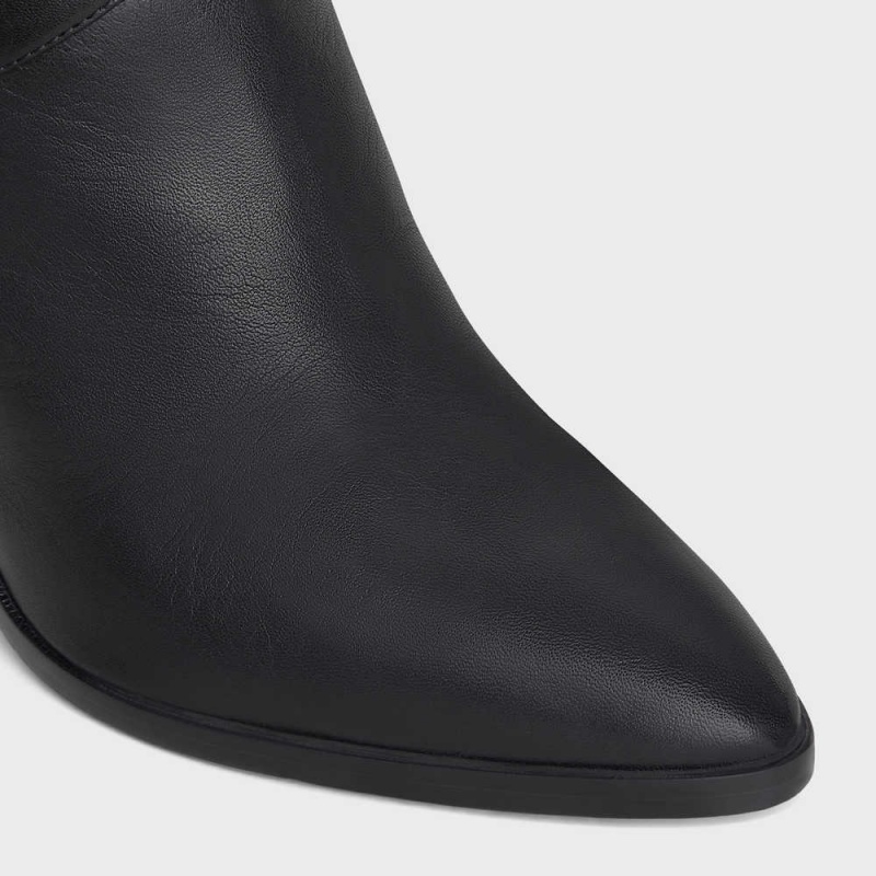 Celine HIGH SLOUCHY BUCKLE WILTERN in CALFSKIN Boots Black | CL-592517