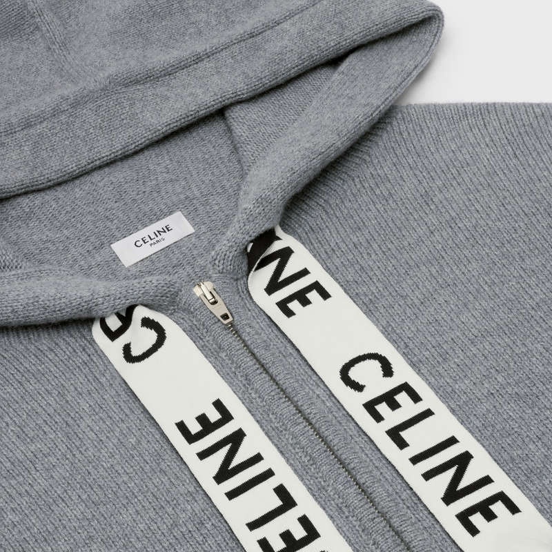 Celine HOODED IN CASHMERE WOOL Sweatshirts Medium grey | CL-592116