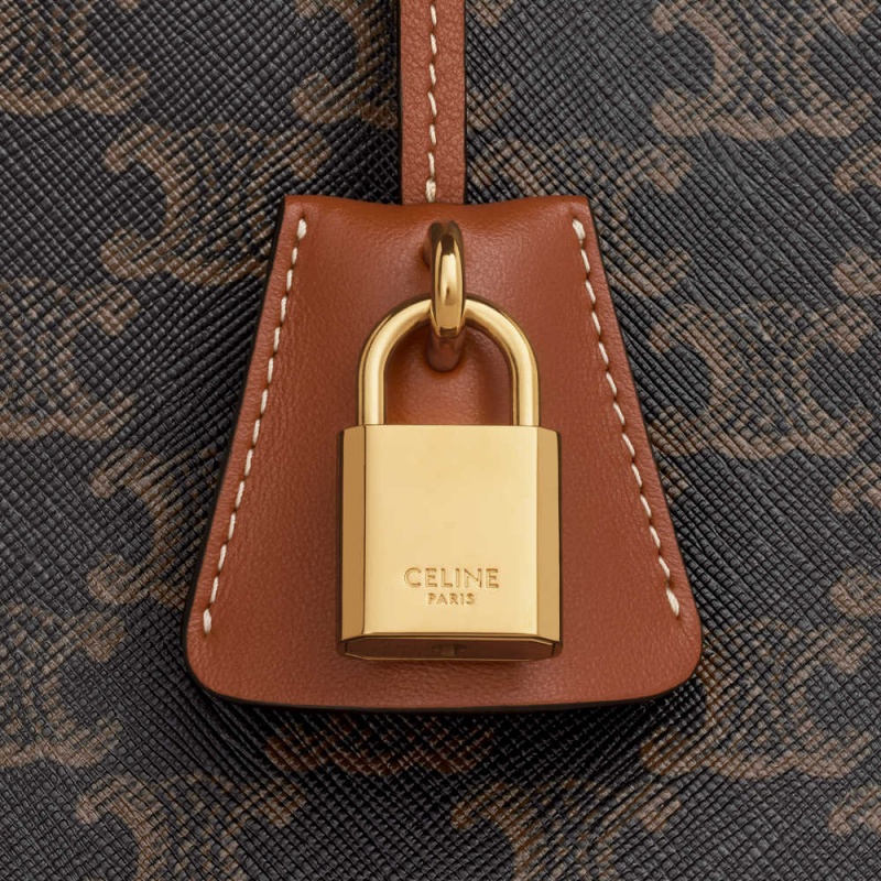 Celine HORIZONTAL CABAS in and calfskin Triomphe Canvas Tan | CL-593142