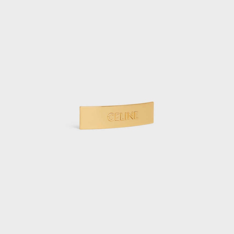 Celine Hair Clip in Brass and Steel with Gold Finish Hair Accessories Gold | CL-592324