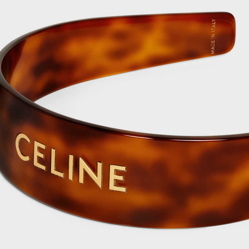 Celine Headband in Blond Havana Acetate and Brass with Gold finish Hair Accessories Blond Havana / Gold | CL-592337