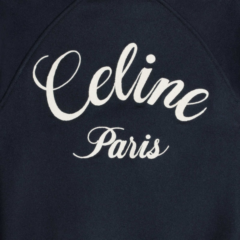 Celine Hooded Teddy in double face cashmere Jackets Navy | CL-592679