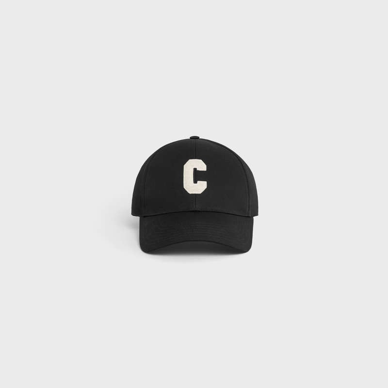 Celine INITIAL BASEBALL IN COTTON Cap Black | CL-591696