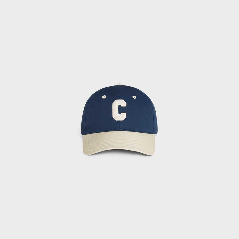 Celine INITIAL BASEBALL IN COTTON Cap Navy / Beige | CL-591700