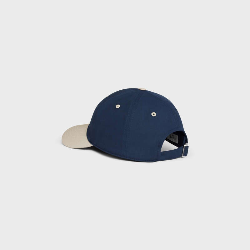 Celine INITIAL BASEBALL IN COTTON Cap Navy / Beige | CL-591700