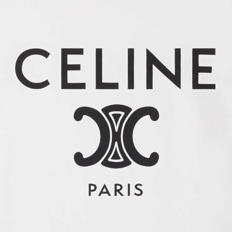 Celine IN COTTON JERSEY T-shirts off white / navy / black | CL-592783