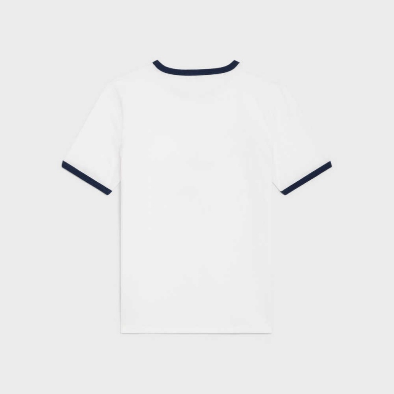 Celine IN COTTON JERSEY T-shirts off white / navy / black | CL-592783