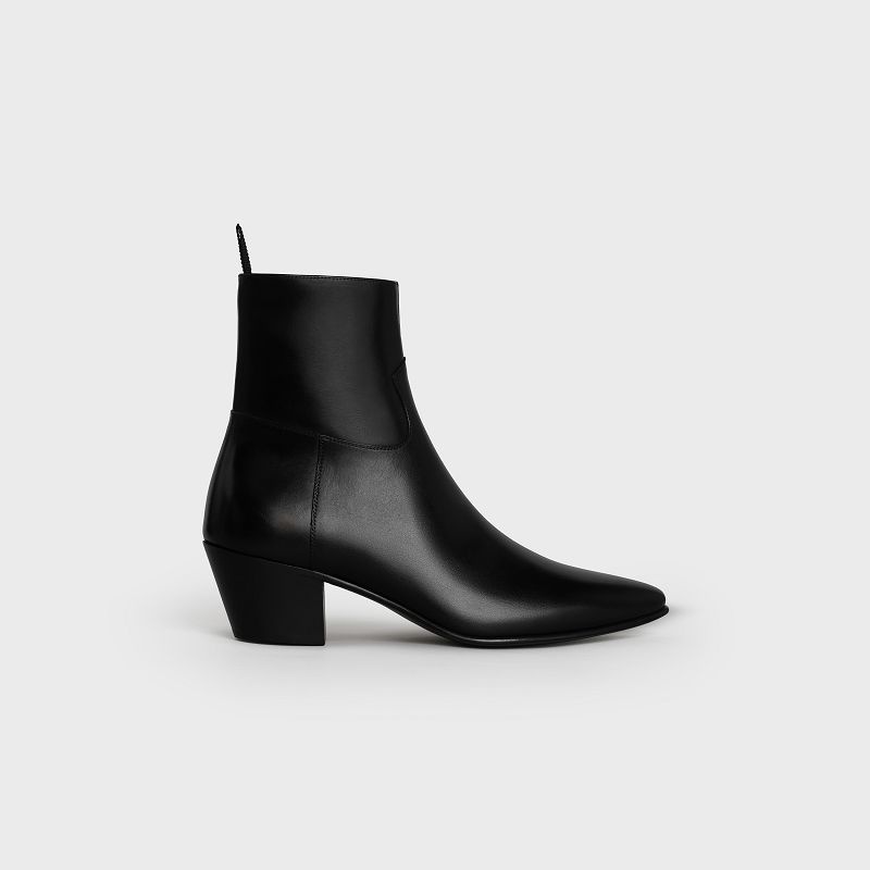 Celine Jacno Zipped in Shiny calfskin Boots Black | CL-591864