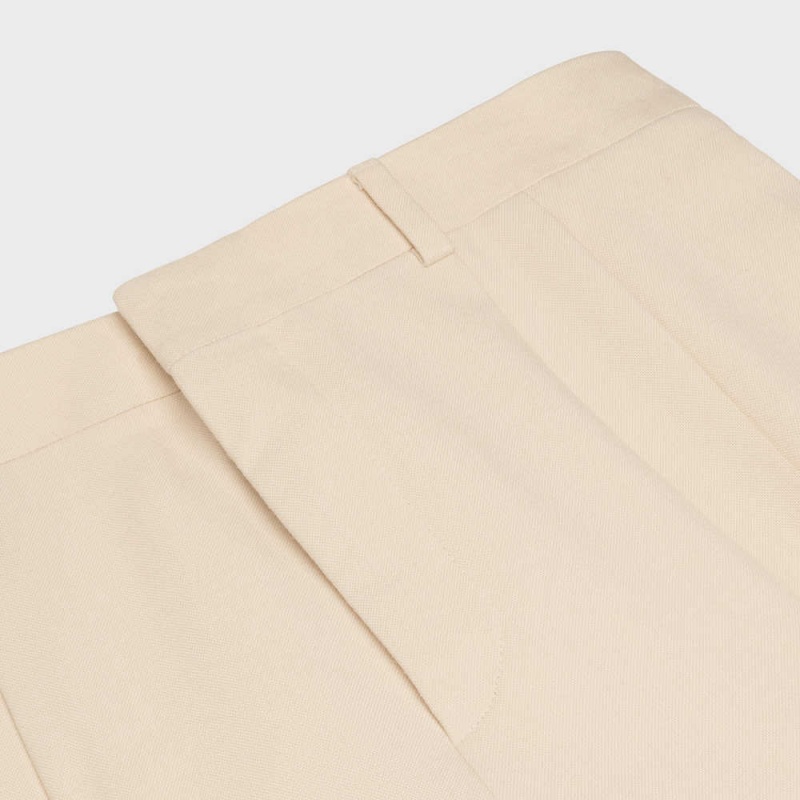 Celine Jude double-pleated in silk Panama Pants Ivory | CL-592738