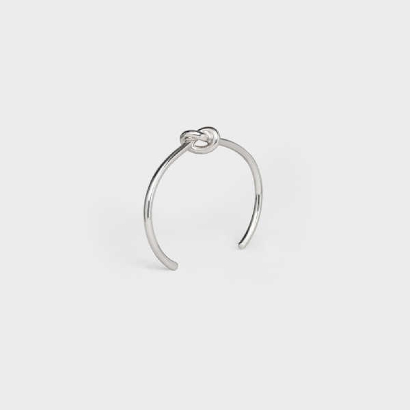 Celine Knot Extra-Thin in Brass with Rhodium finish Bracelets Silver | CL-592232