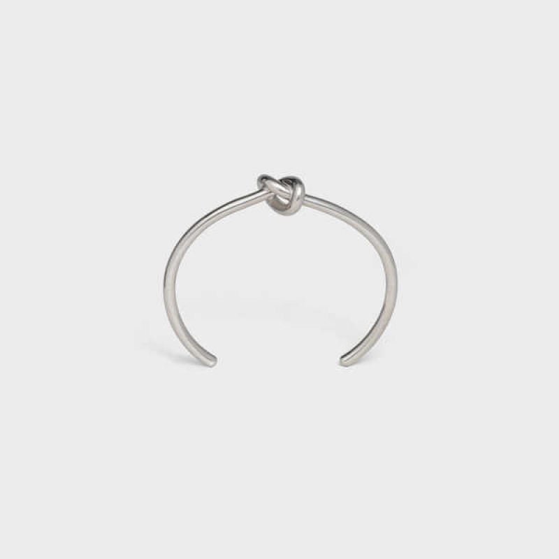 Celine Knot Extra-Thin in Brass with Rhodium finish Bracelets Silver | CL-592232