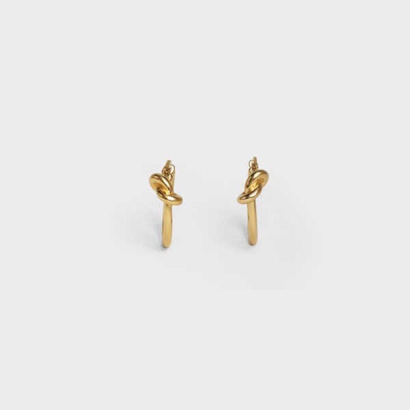 Celine Knot Small Hoops in Brass with Gold finish Earrings Gold | CL-592311