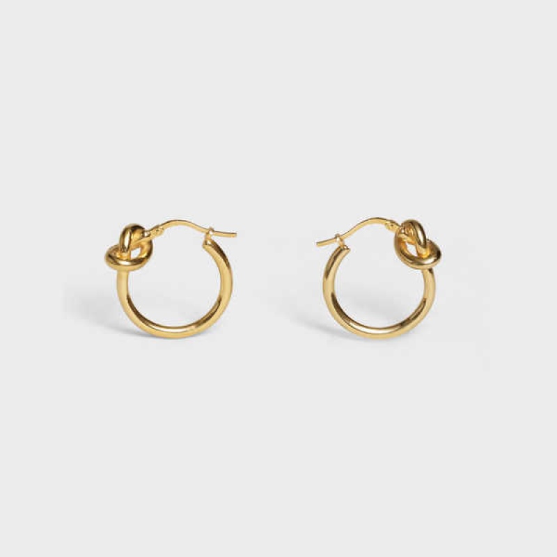 Celine Knot Small Hoops in Brass with Gold finish Earrings Gold | CL-592311