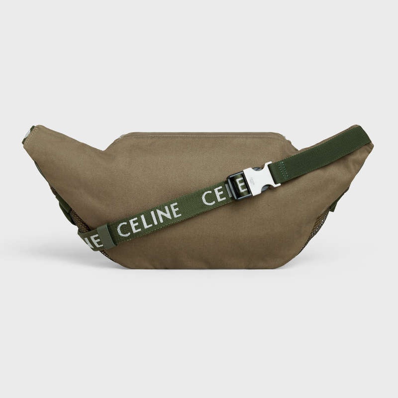 Celine LARGE ZIPPED BAG TREKKING in Cotton gabardine with celine Print Shoulder Bags Khaki | CL-591849