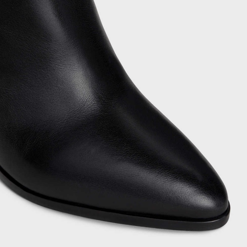 Celine LA MOUSQUETAIRE HIGH WILTERN in CALFSKIN Boots Black | CL-592520