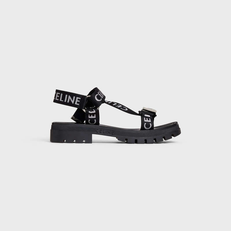 Celine LEO STRAPPY in WITH JACQUARD Sandals Black / white | CL-591891