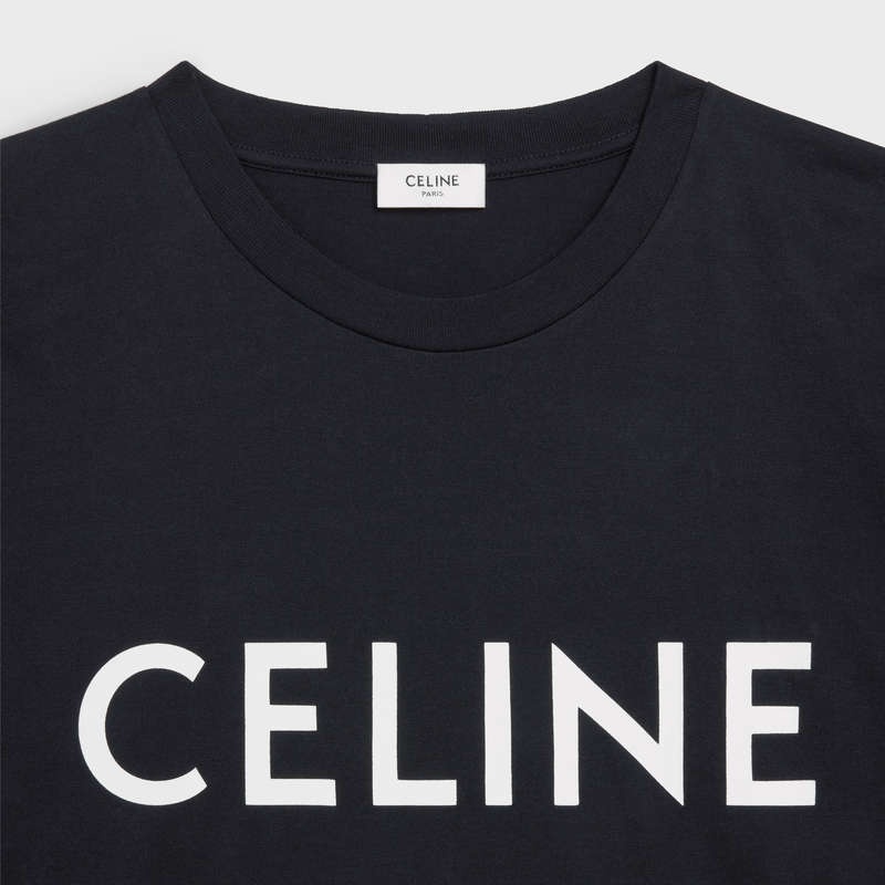 Celine LOOSE IN COTTON JERSEY T-shirts Black / white | CL-592137