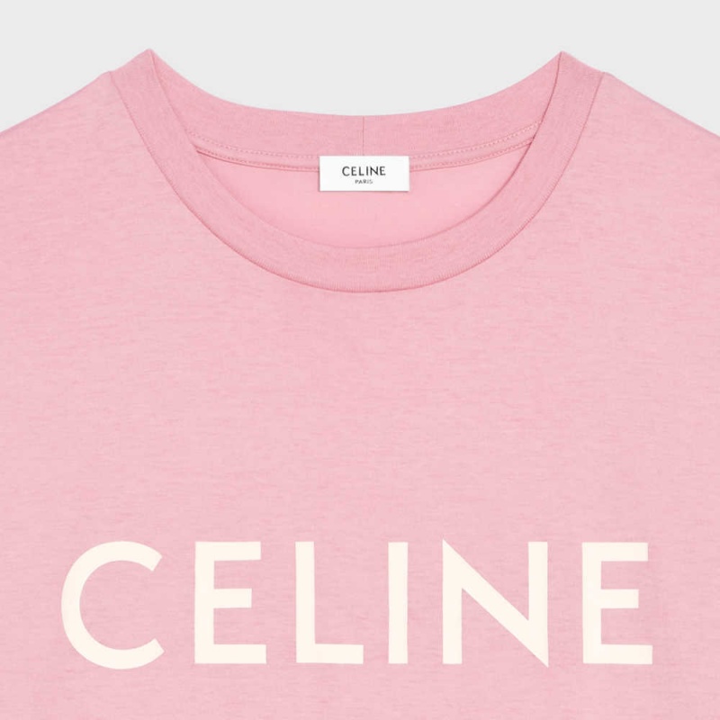 Celine LOOSE IN COTTON JERSEY T-shirts Blossom pink/ off white | CL-592794