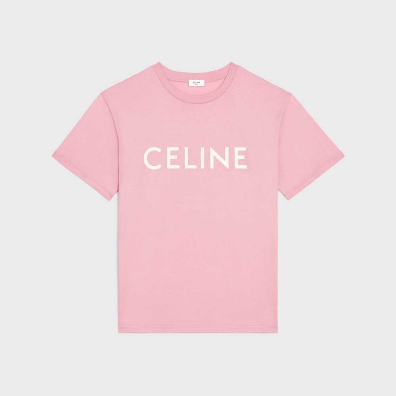 Celine LOOSE IN COTTON JERSEY T-shirts Blossom pink/ off white | CL-592794