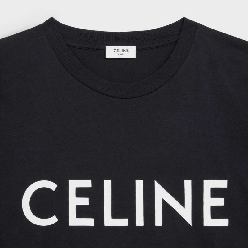 Celine LOOSE IN COTTON JERSEY T-shirts Black / white | CL-592793