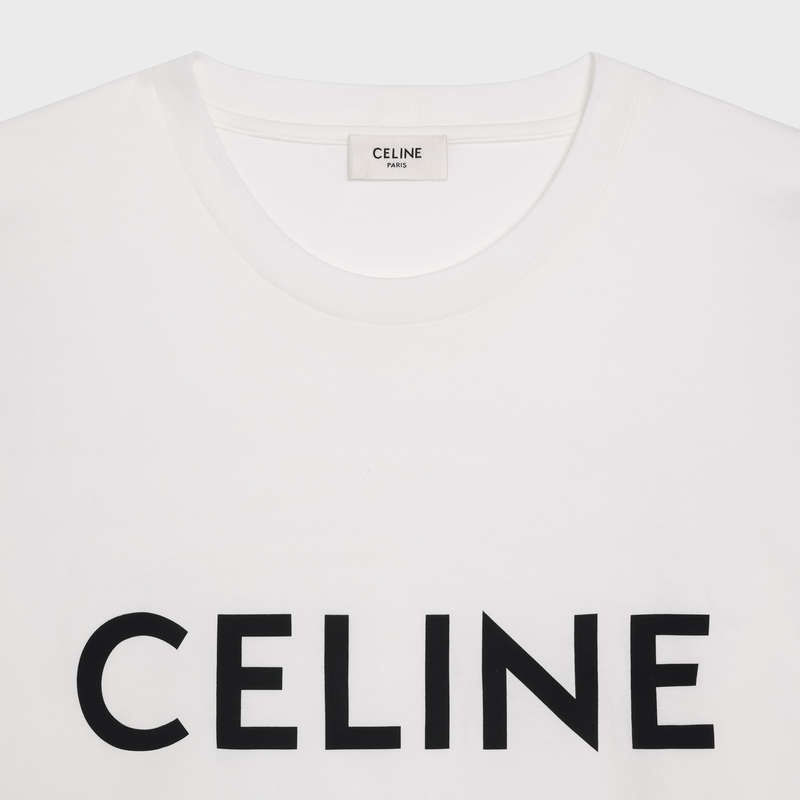 Celine LOOSE IN COTTON JERSEY T-shirts Chalk / Black | CL-592139