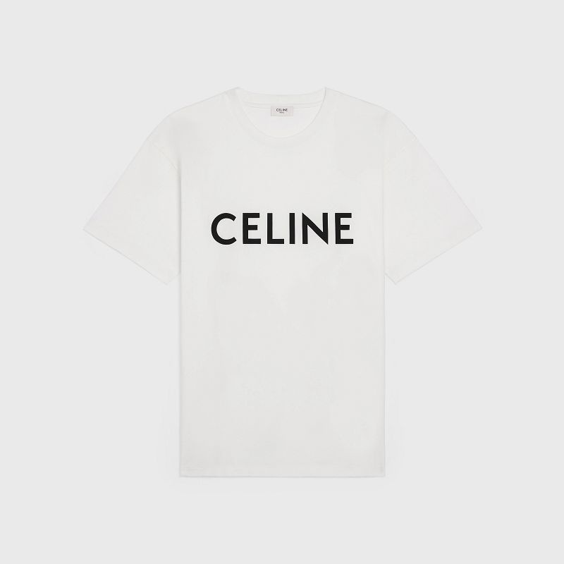 Celine LOOSE IN COTTON JERSEY T-shirts Chalk / Black | CL-592139