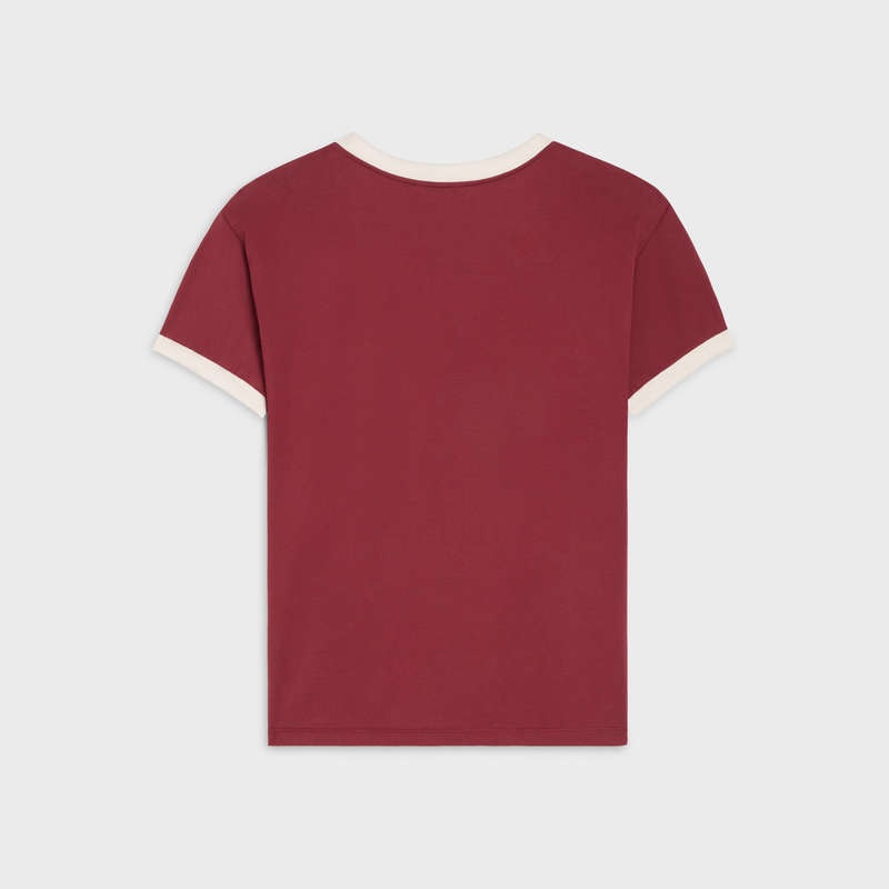 Celine LOOSE IN COTTON JERSEY T-shirts Red grape/ off white | CL-592126