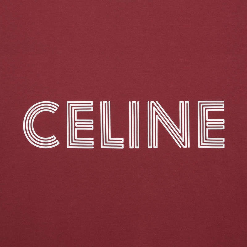 Celine LOOSE IN COTTON JERSEY T-shirts Red grape/ off white | CL-592126