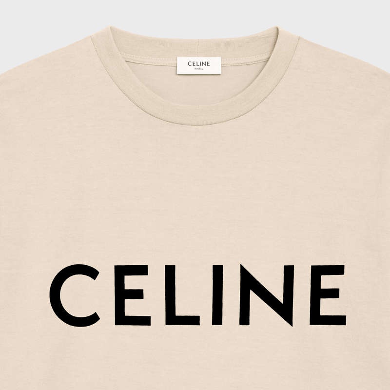 Celine LOOSE IN COTTON JERSEY T-shirts STONE BEIGE / BLACK | CL-592138