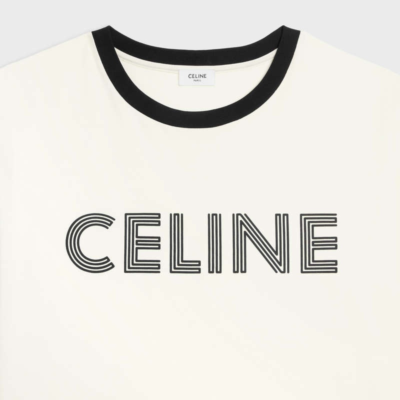 Celine LOOSE IN COTTON JERSEY T-shirts dirty white/ black | CL-592125