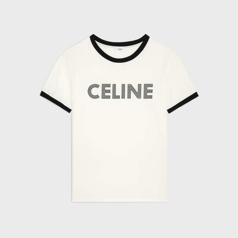 Celine LOOSE IN COTTON JERSEY T-shirts dirty white/ black | CL-592125