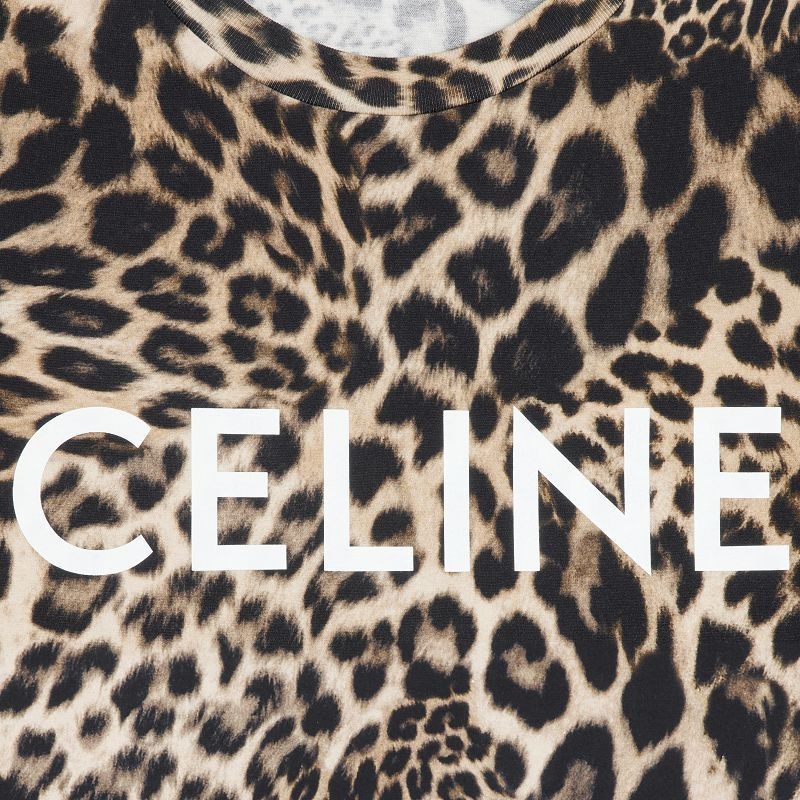 Celine LOOSE IN COTTON JERSEY T-shirts leopard / offwhite | CL-592135