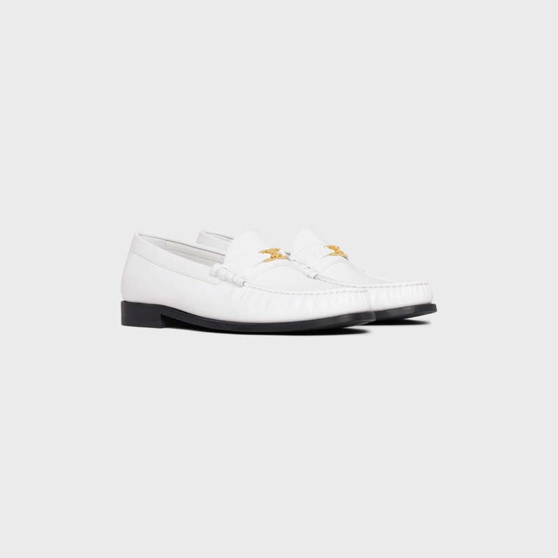 Celine LUCO Triomphe in POLISHED BULLSKIN Loafers White | CL-591887