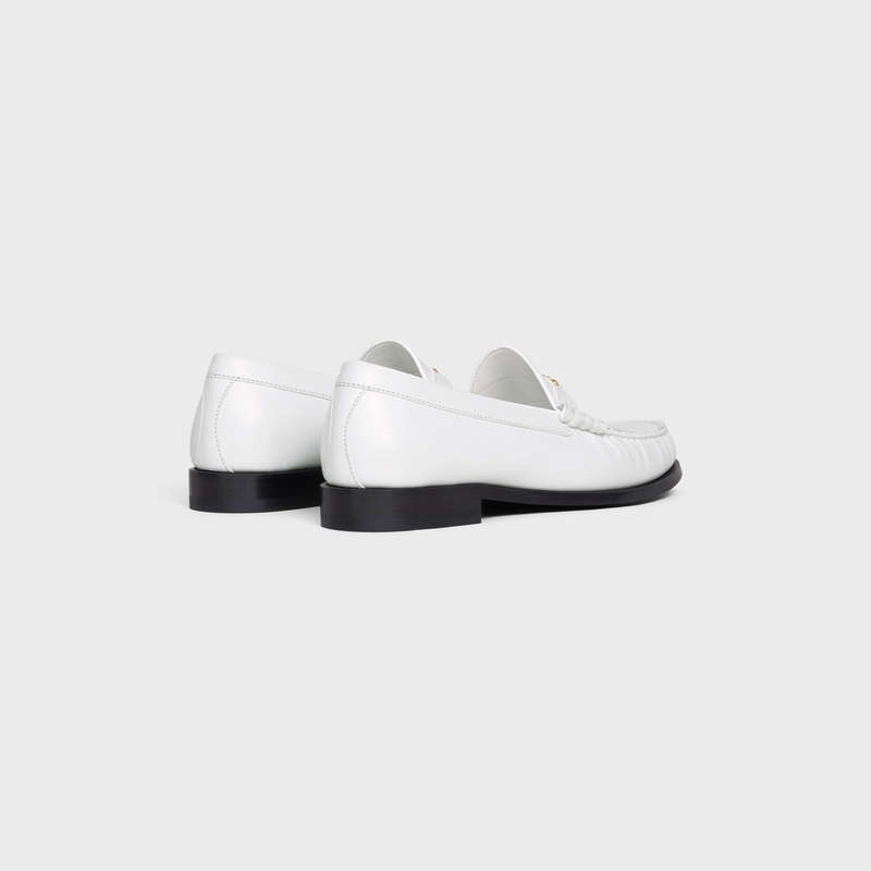 Celine LUCO Triomphe in POLISHED BULLSKIN Loafers White | CL-591887