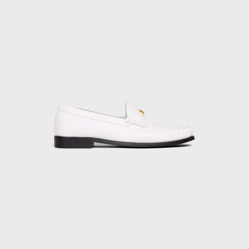 Celine LUCO Triomphe in POLISHED BULLSKIN Loafers White | CL-591887