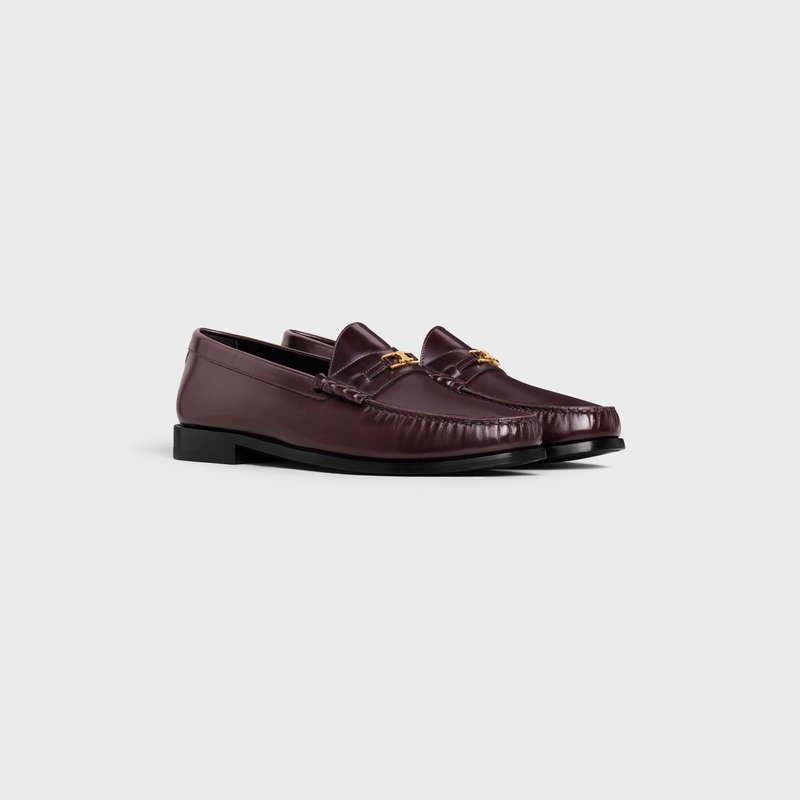 Celine LUCO Triomphe in POLISHED BULLSKIN Loafers Burgundy | CL-591885