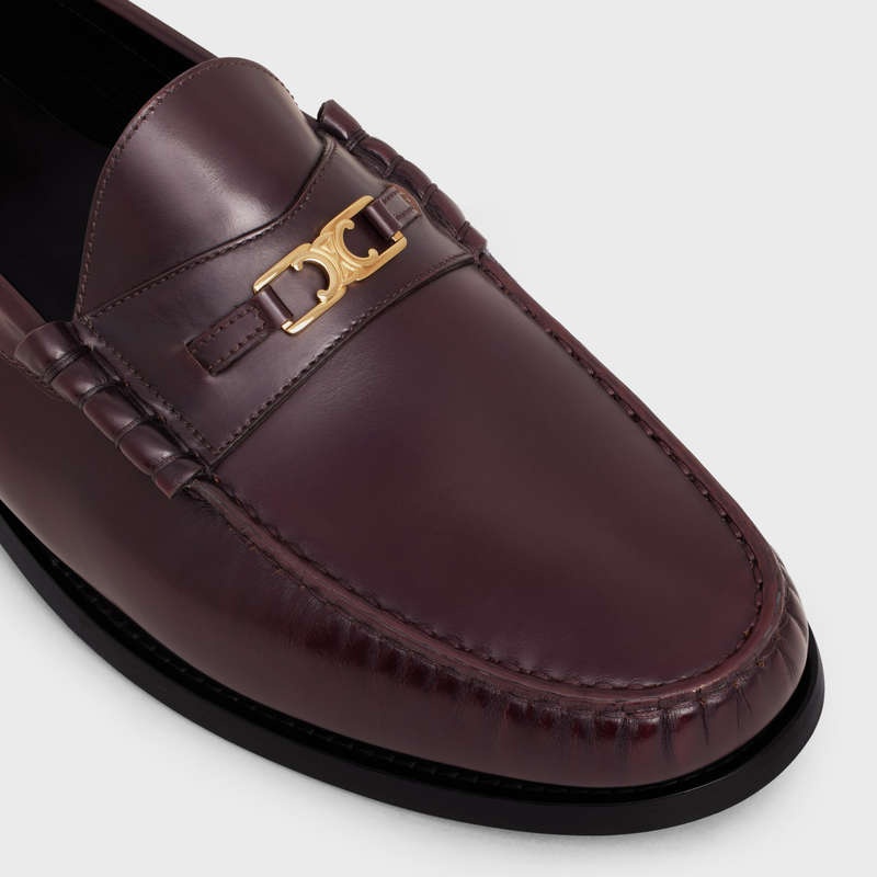 Celine LUCO Triomphe in POLISHED BULLSKIN Loafers Burgundy | CL-591885