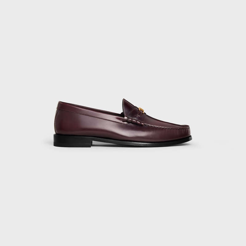 Celine LUCO Triomphe in POLISHED BULLSKIN Loafers Burgundy | CL-591885