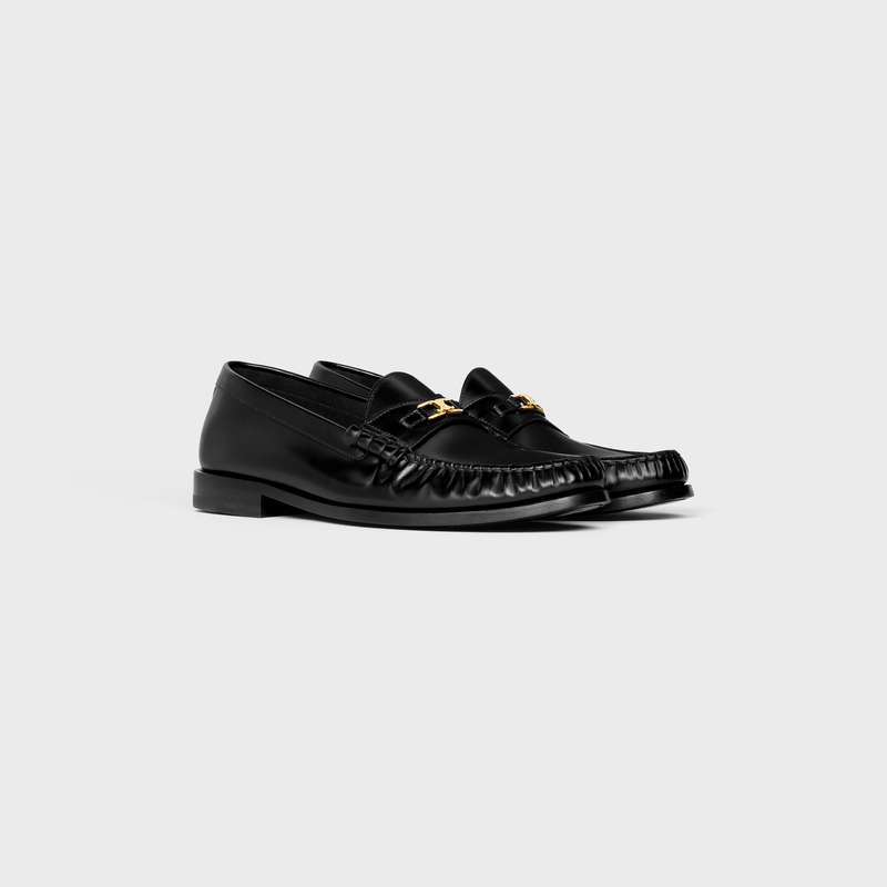 Celine LUCO Triomphe in POLISHED BULLSKIN Loafers Black | CL-591884