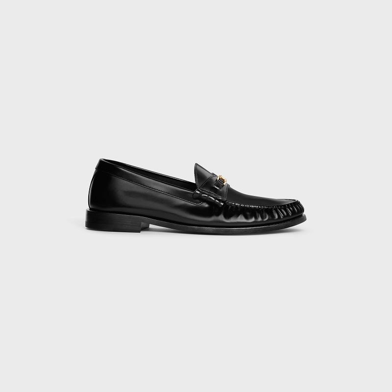 Celine LUCO Triomphe in POLISHED BULLSKIN Loafers Black | CL-591884