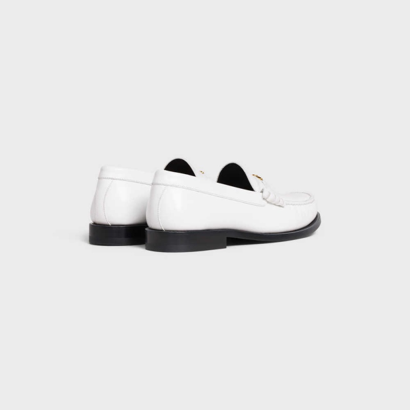 Celine LUCO Triomphe in POLISHED BULLSKIN Loafers White | CL-592527