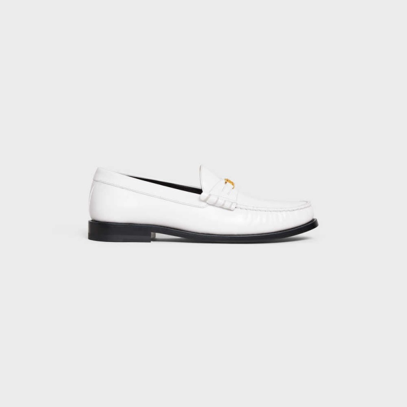 Celine LUCO Triomphe in POLISHED BULLSKIN Loafers White | CL-592527