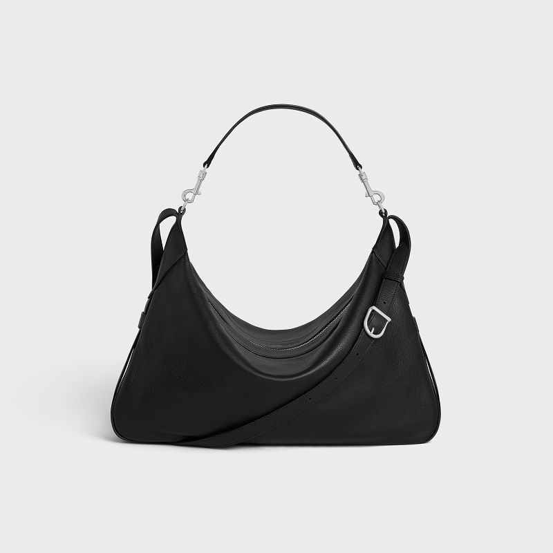 Celine Large Strap Romy in Supple Calfskin Shoulder Bags Black | CL-591841